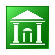 Bank icon on a square button - Flat Series N8