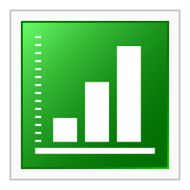 Bar Graph icon on a square button - Flat Series N19