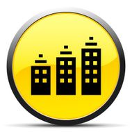 Apartment Building icon on a round button - Curve Series