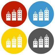 Apartment Building icon on circle buttons - Circle Series
