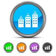 Apartment Building icon on circle buttons - Circled Series
