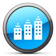 Apartment Building icon on a round button - Bright Series