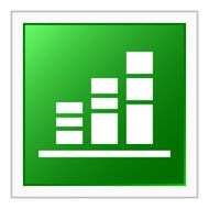 Bar Graph icon on a square button - Flat Series N20
