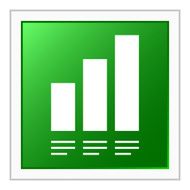 Bar Graph icon on a square button - Flat Series N21