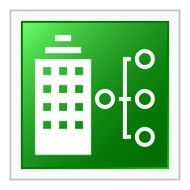 Office Building icon on a square button - Flat Series N2