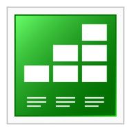 Bar Graph icon on a square button - Flat Series N22