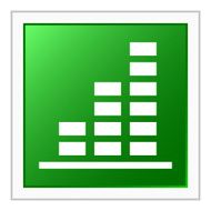 Bar Graph icon on a square button - Flat Series N23