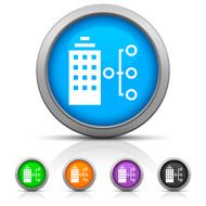 Office Building icon on round buttons - Gloss Series N2