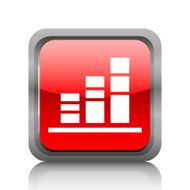 Bar Graph icon on a square button - RubyRed Series N20