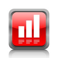 Bar Graph icon on a square button - RubyRed Series N21