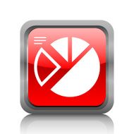 Pie Chart icon on a square button - RubyRed Series N7