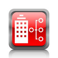 Office Building icon on a square button - RubyRed Series N2