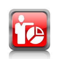 Businessman icon on a square button - RubyRed Series N20