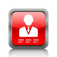 Businessman icon on a square button - RubyRed Series N21