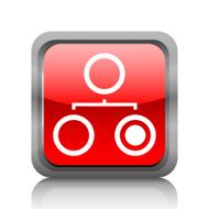 Organization Chart icon on a square button - RubyRed Series N5