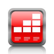 Bar Graph icon on a square button - RubyRed Series N22