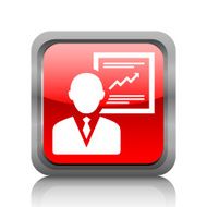 Businessman icon on a square button - RubyRed Series N22