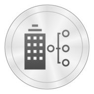 Office Building icon on a round button - Sharp Series N2
