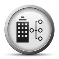 Office Building icon on a silver button - Silver Series