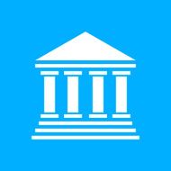 Bank icon on a blue background - Smooth Series N9