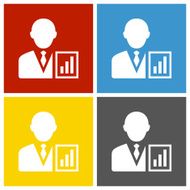 Businessman icon on square buttons - Square Series N18