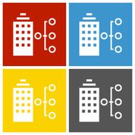 Office Building icon on square buttons - Square Series N2