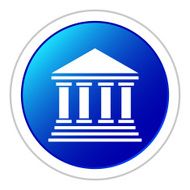 Bank icon on a round button - Sticker Series N8