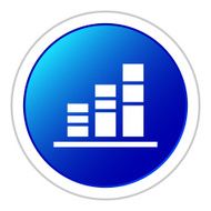 Bar Graph icon on a round button - Sticker Series N20