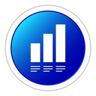Bar Graph icon on a round button - Sticker Series N21