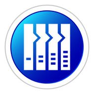 Flowchart icon on a round button - Sticker Series N11