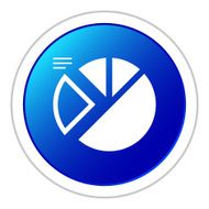 Pie Chart icon on a round button - Sticker Series N7