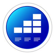 Bar Graph icon on a round button - Sticker Series N22