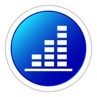 Bar Graph icon on a round button - Sticker Series N23