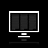 Computer Monitor icon on a black background - White Series