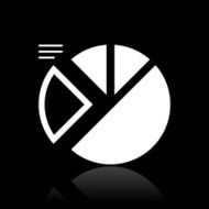 Pie Chart icon on a black background - White Series N6