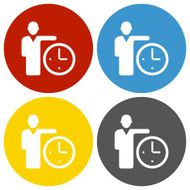 Businessman icon on circle buttons N6