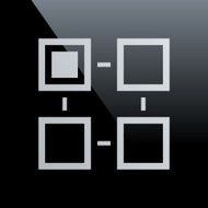 Flowchart icon on a black background