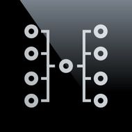Flowchart icon on a black background N3