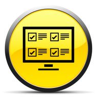 Computer Monitor icon on a round button