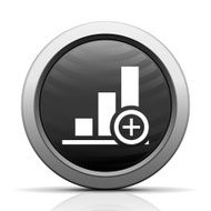 Bar Graph icon on a round button N11