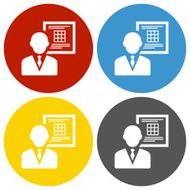 Businessman icon on circle buttons N8