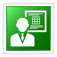 Businessman icon on a square button N2
