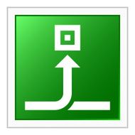 Conveyor icon on a square button