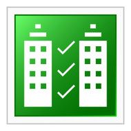 Office Building icon on a square button