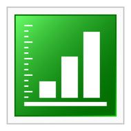 Bar Graph icon on a square button N3