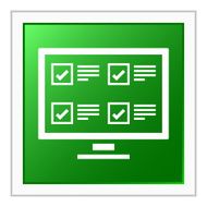 Computer Monitor icon on a square button
