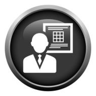 Businessman icon on a round button N18