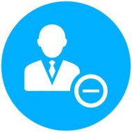 Businessman icon on a round button N19