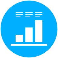 Bar Graph icon on a round button N17