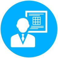 Businessman icon on a round button N20